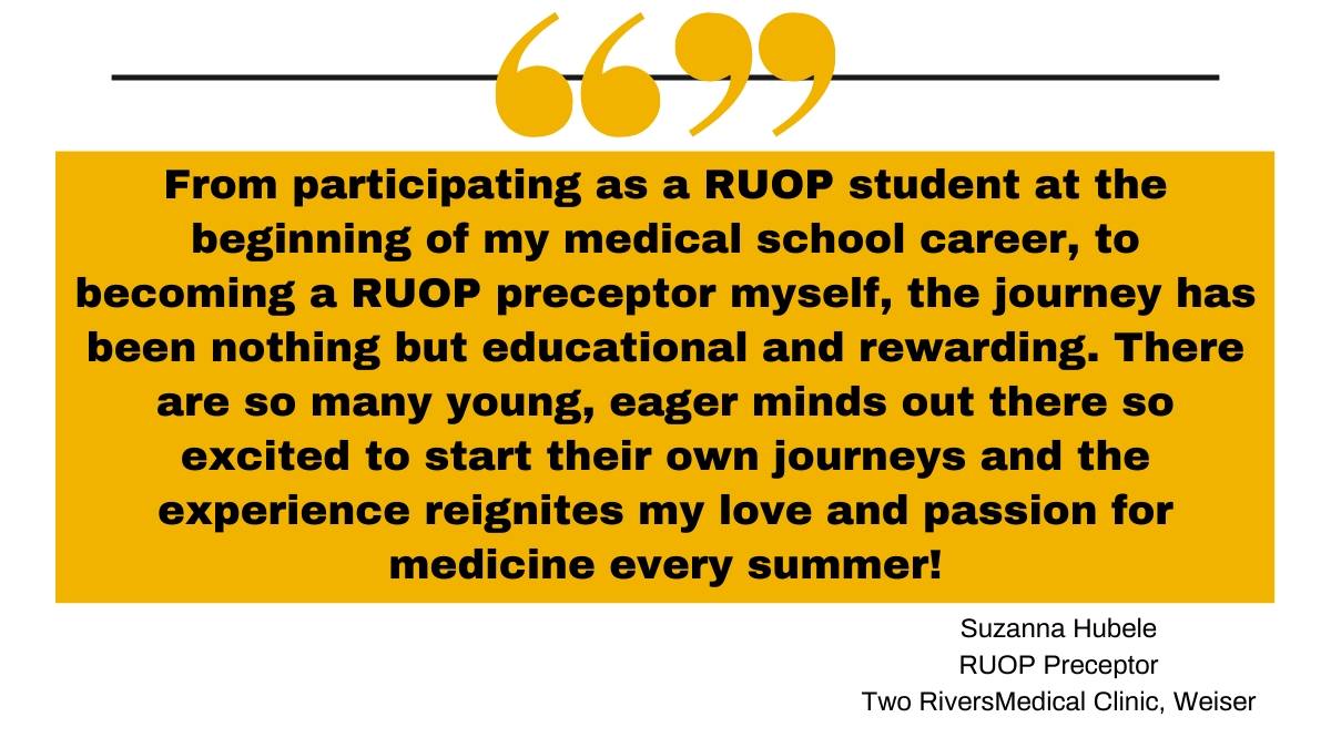 Suzanna Hubele quote regarding RUOP experience.