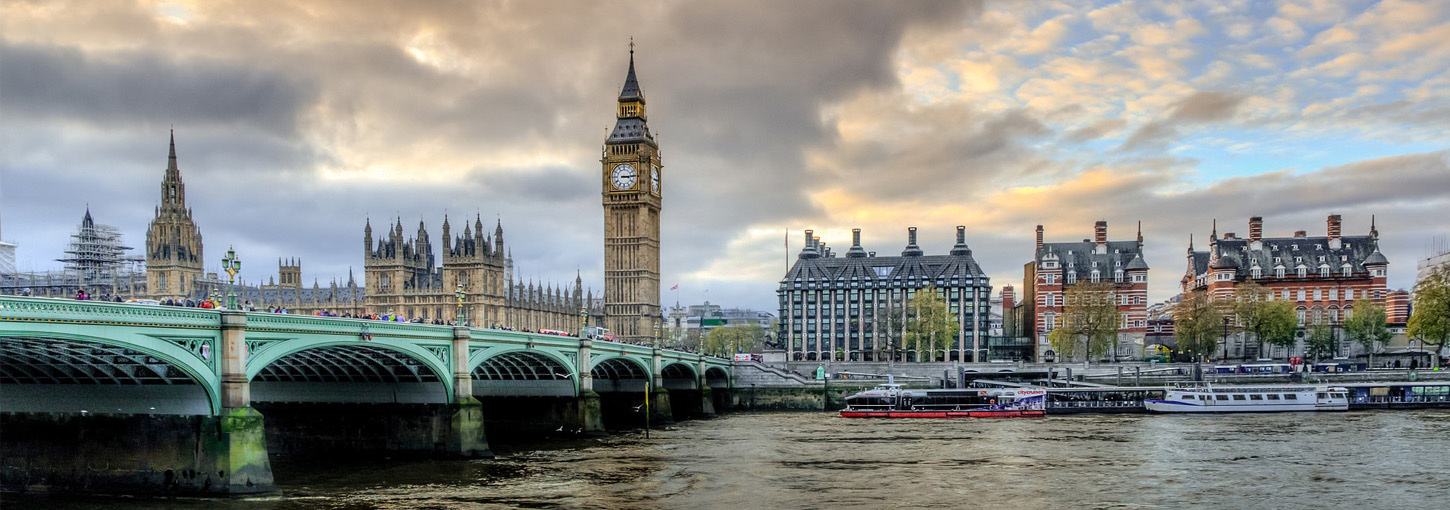 The London skyline from the Thames.