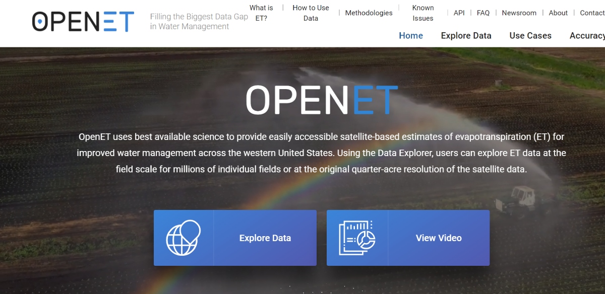 OpenET is an online platform that provides access to satellite-based estimates of water consumed by crops and other plants.