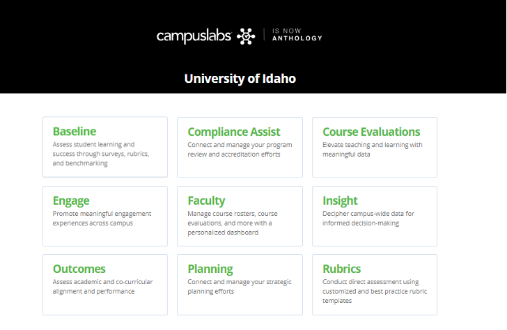 View of Anthology Homepage