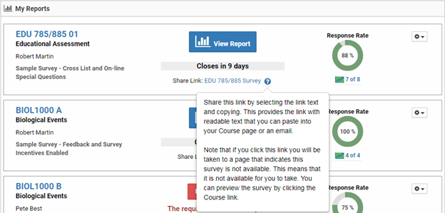 share a link for reports
