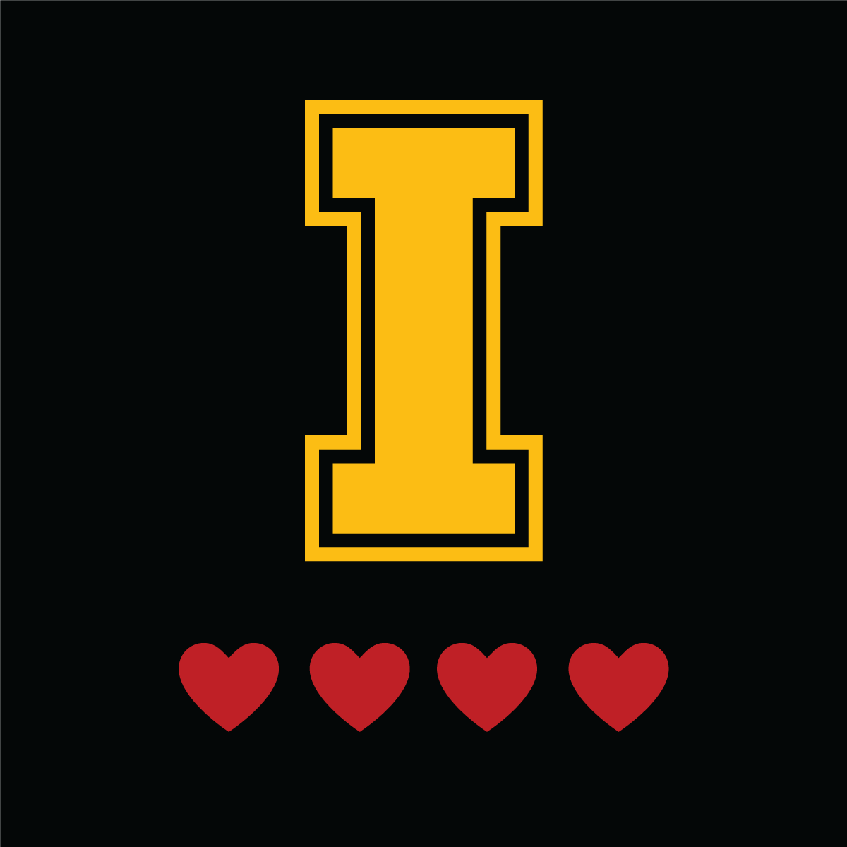 I logo with four red hearts
