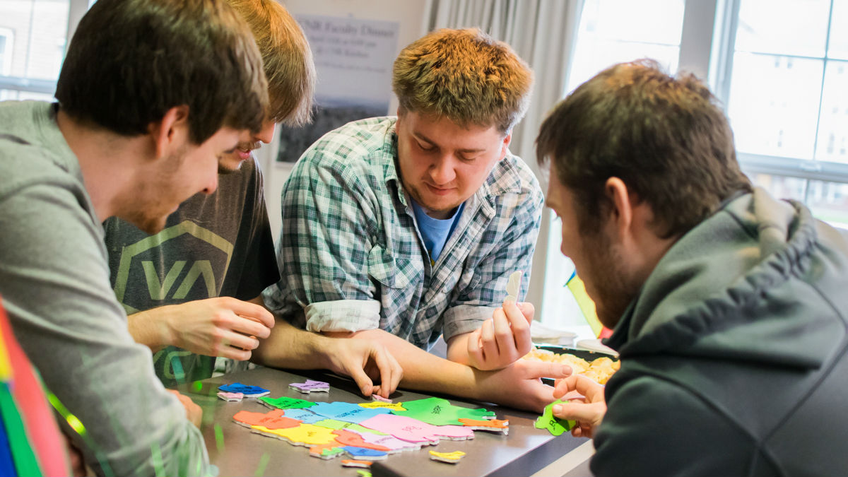 Students playing cards