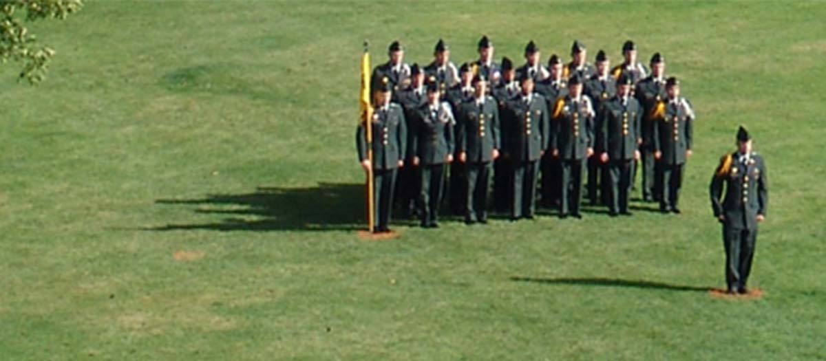 Army ROTC in dress field formation