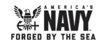 Navy Logo. Text: America's Navy. Forged by the Sea.