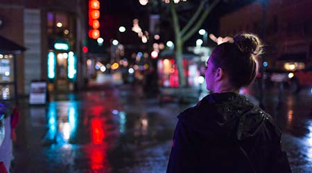 Student walking in downtown Moscow