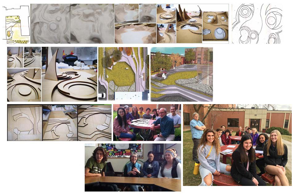 collage of images with students and designs
