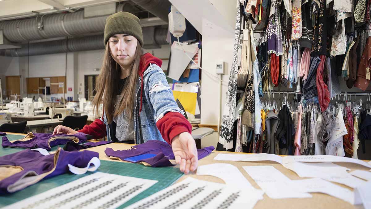 A person working on a sewing project.