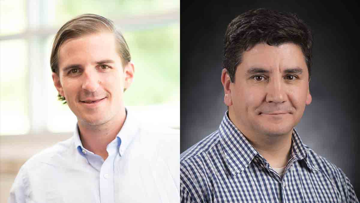 Portraits of two men.