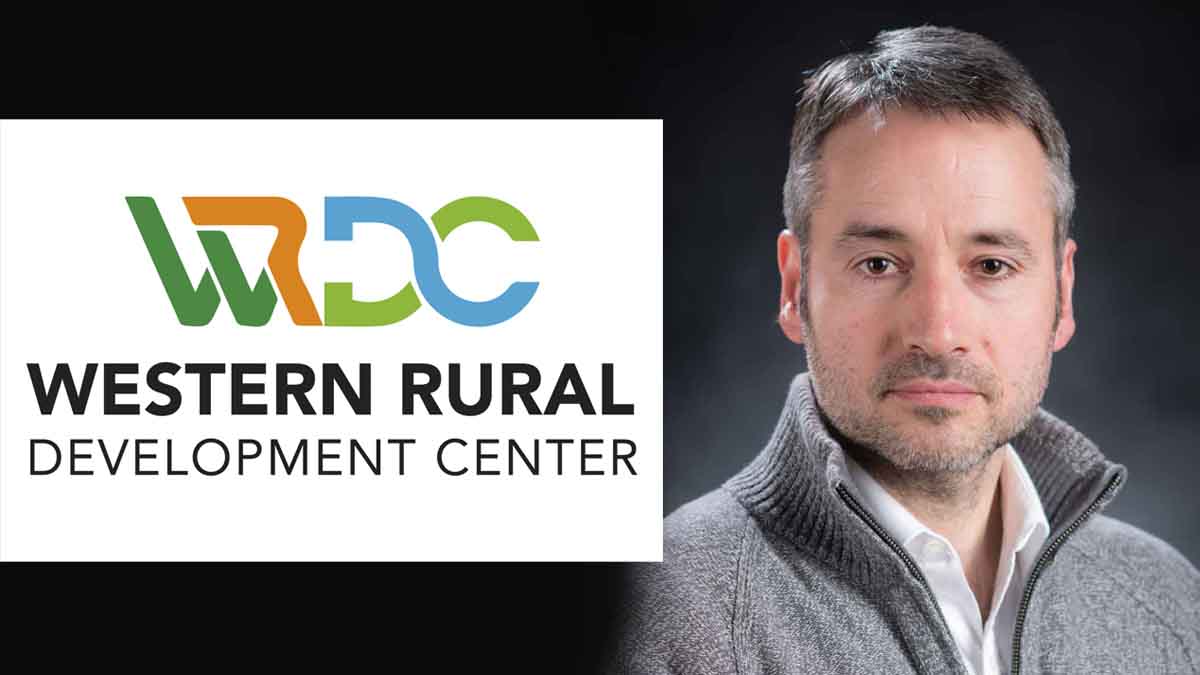 Logo of Western Rural Development Center and portrait of a man.
