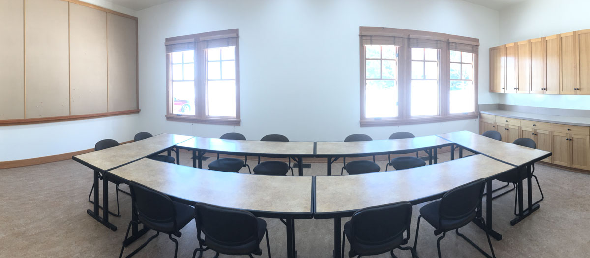 Spigold classroom with tables at the Sandpoint Organic Agriculture Center