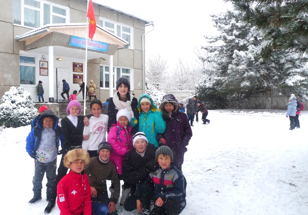 Kelsey Neal in Kyrgyzstan with her students
