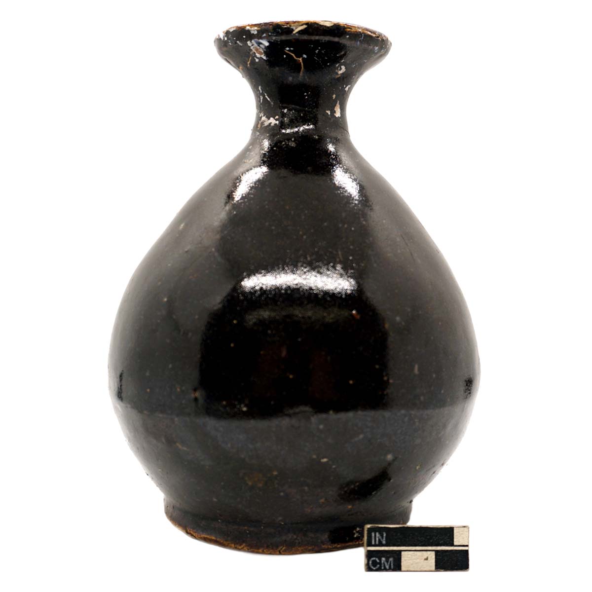 Liquor bottle, Chinese brown-glazed stoneware.