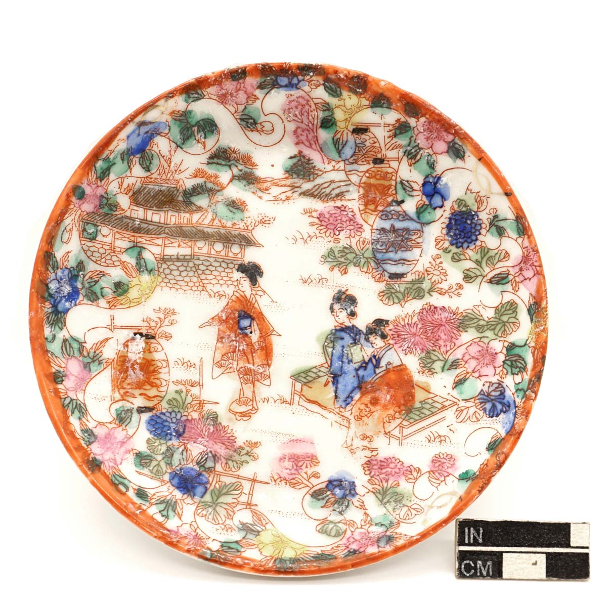 Plate (sara), Red Picture Transfer ware (Aka-e doban tensha), porcelain.