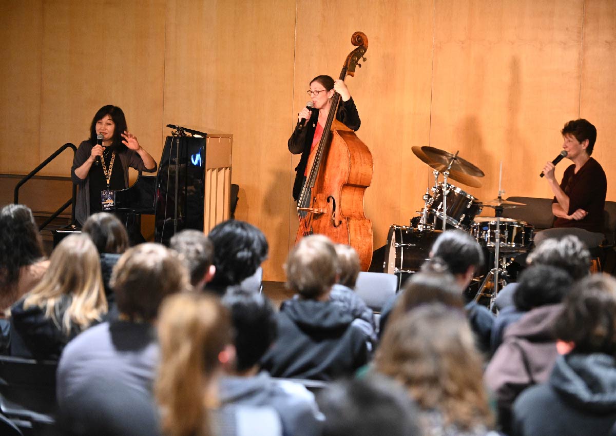 The DIVA Jazz Orchestra runs a workshop for attendees of the 2023 LHJF
