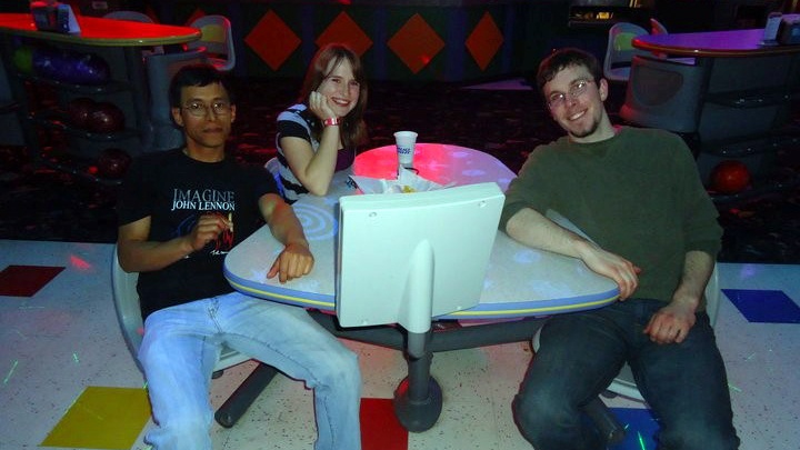 Peter and friends bowling at Zeppos