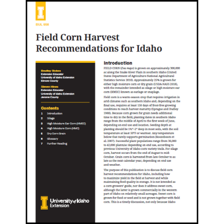 Field Corn Harvest Recommendations for Idaho