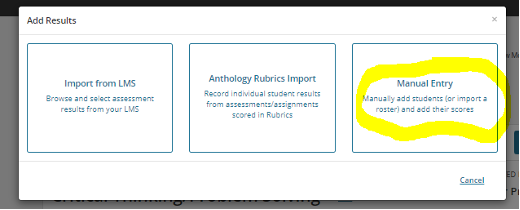 Entering Assessment Data - Step 2