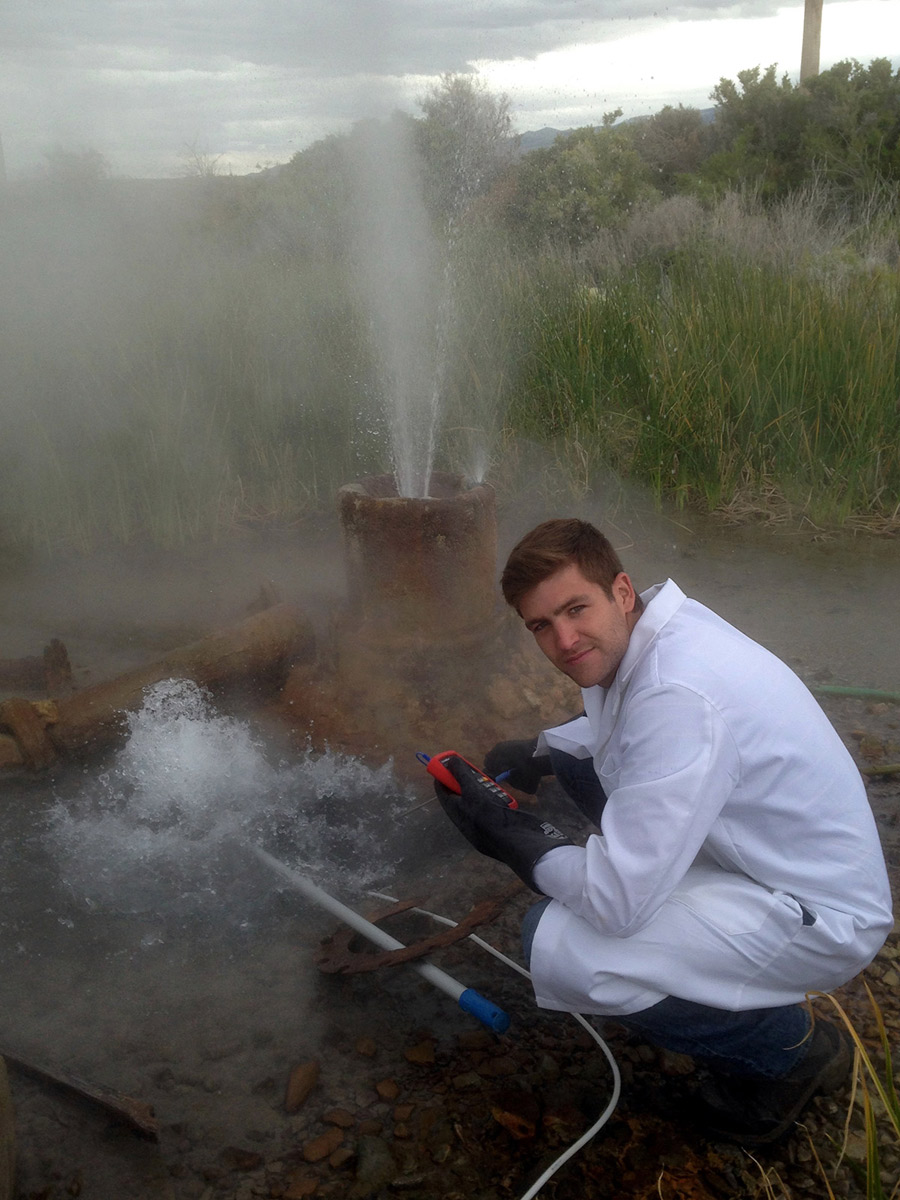 FORGE project - University of Idaho Graduate Student Researcher Cody Cannon at Greenhouse Well in Raft River Valley Idaho