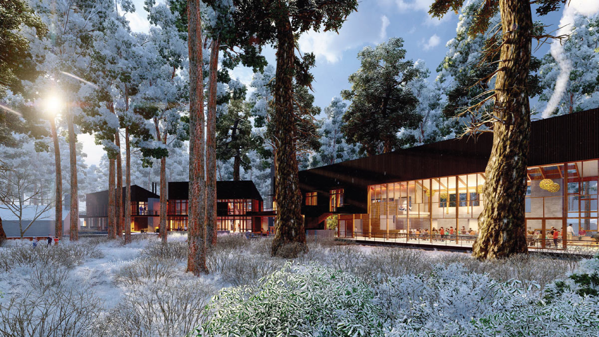 Rendering of the future Teaching and Learning Center and Dining Lodge