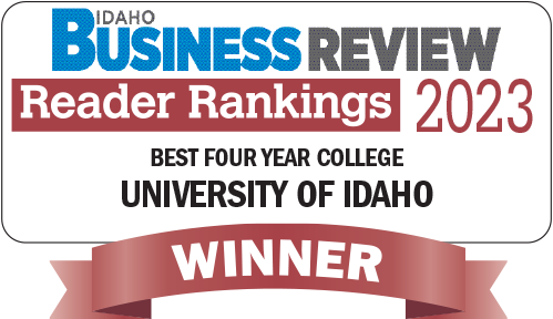 Idaho Business Review Reader Rankings 2023  voted University of Idaho the Best Four Year College winner