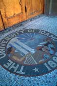 The seal of the University of Idaho in tile