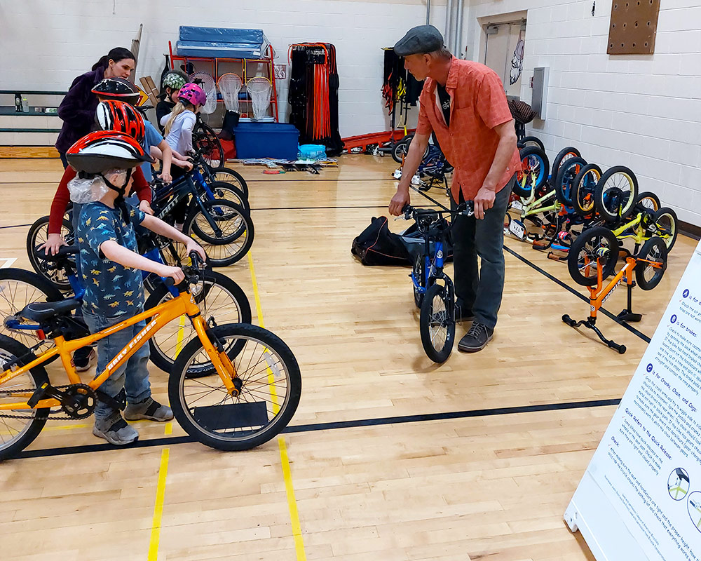Bike and Traffic Safety Education instructor and students at McDonald Elementary