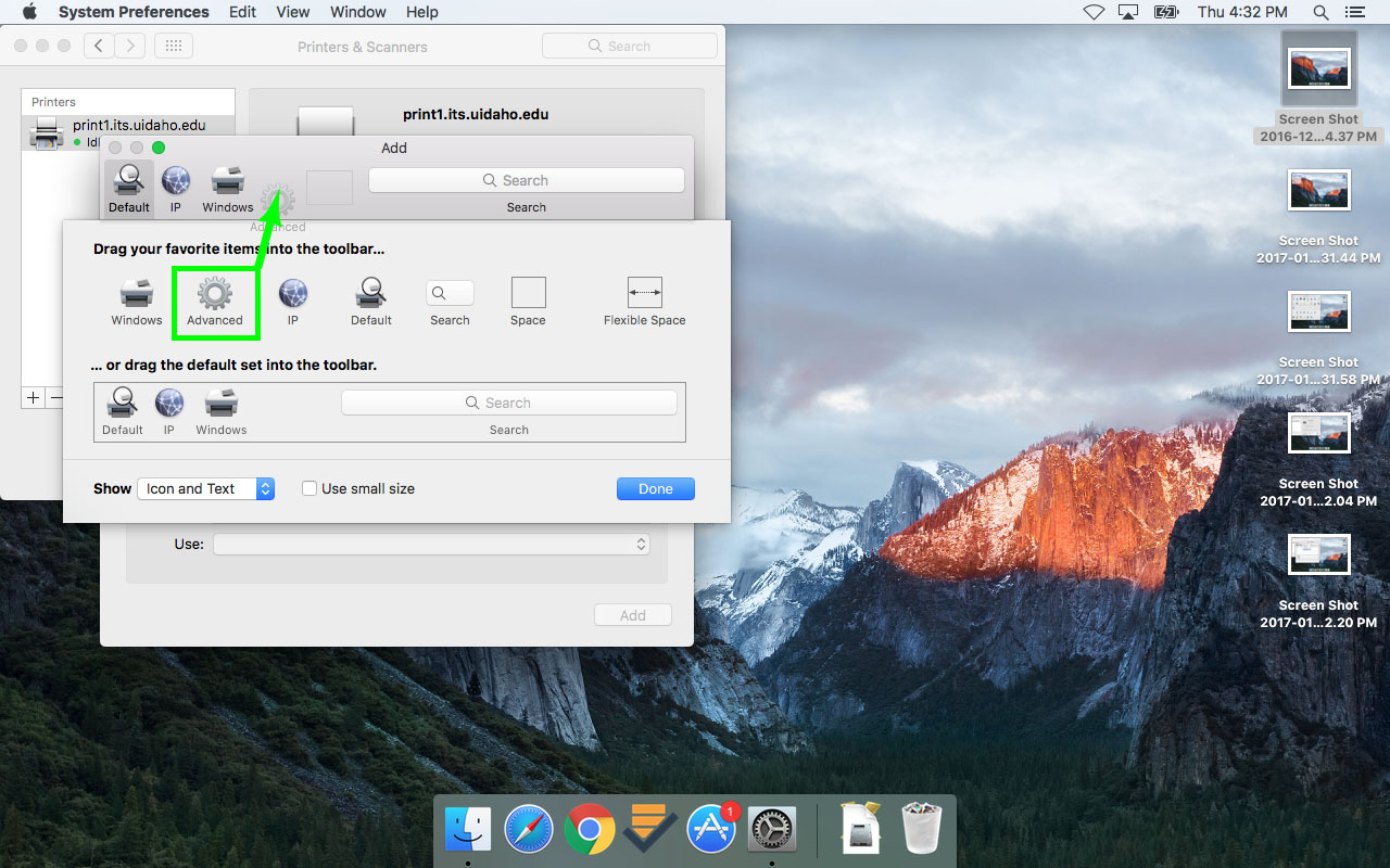  mac screen shot printer advanced menu