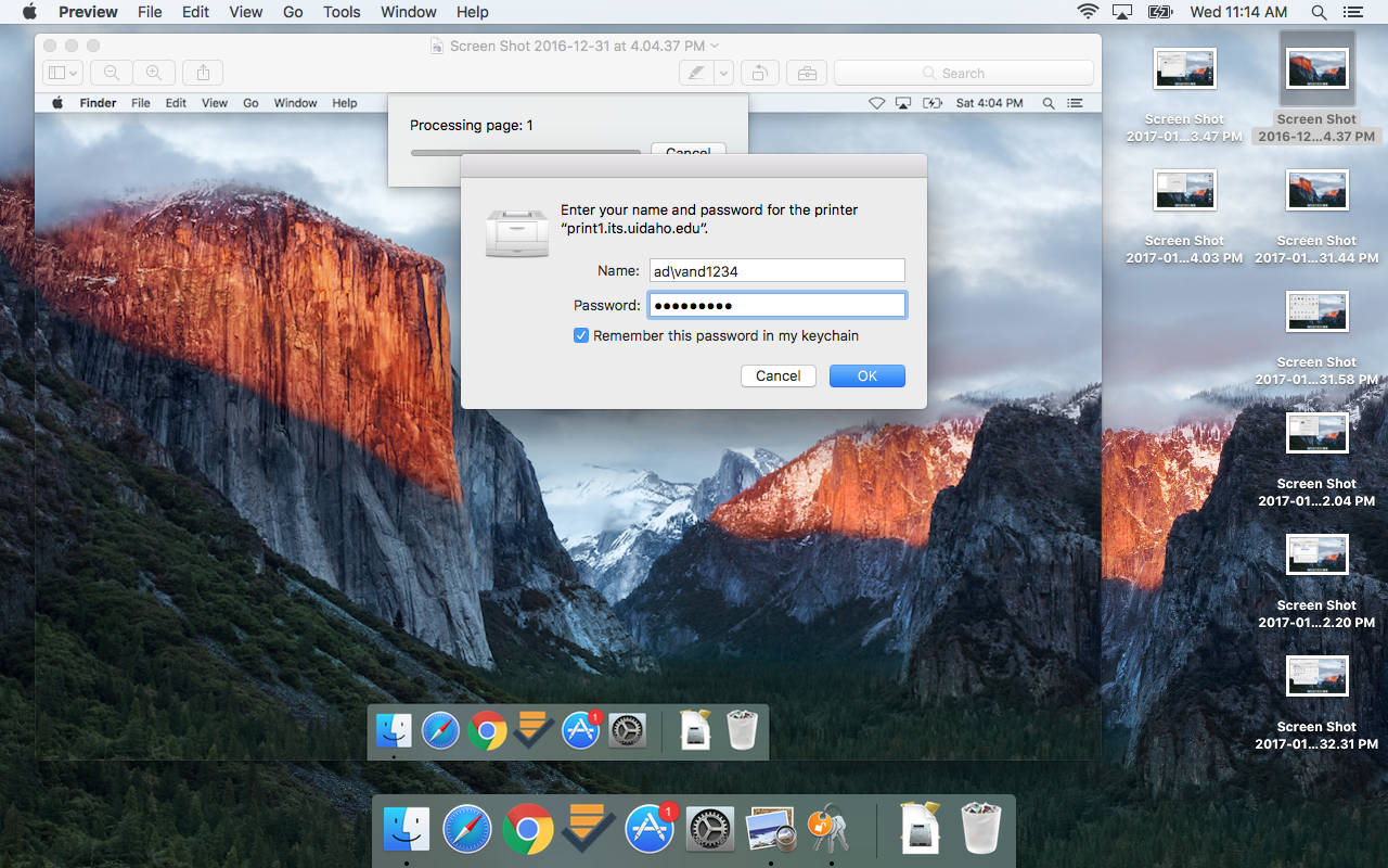 screen shot mac printer login