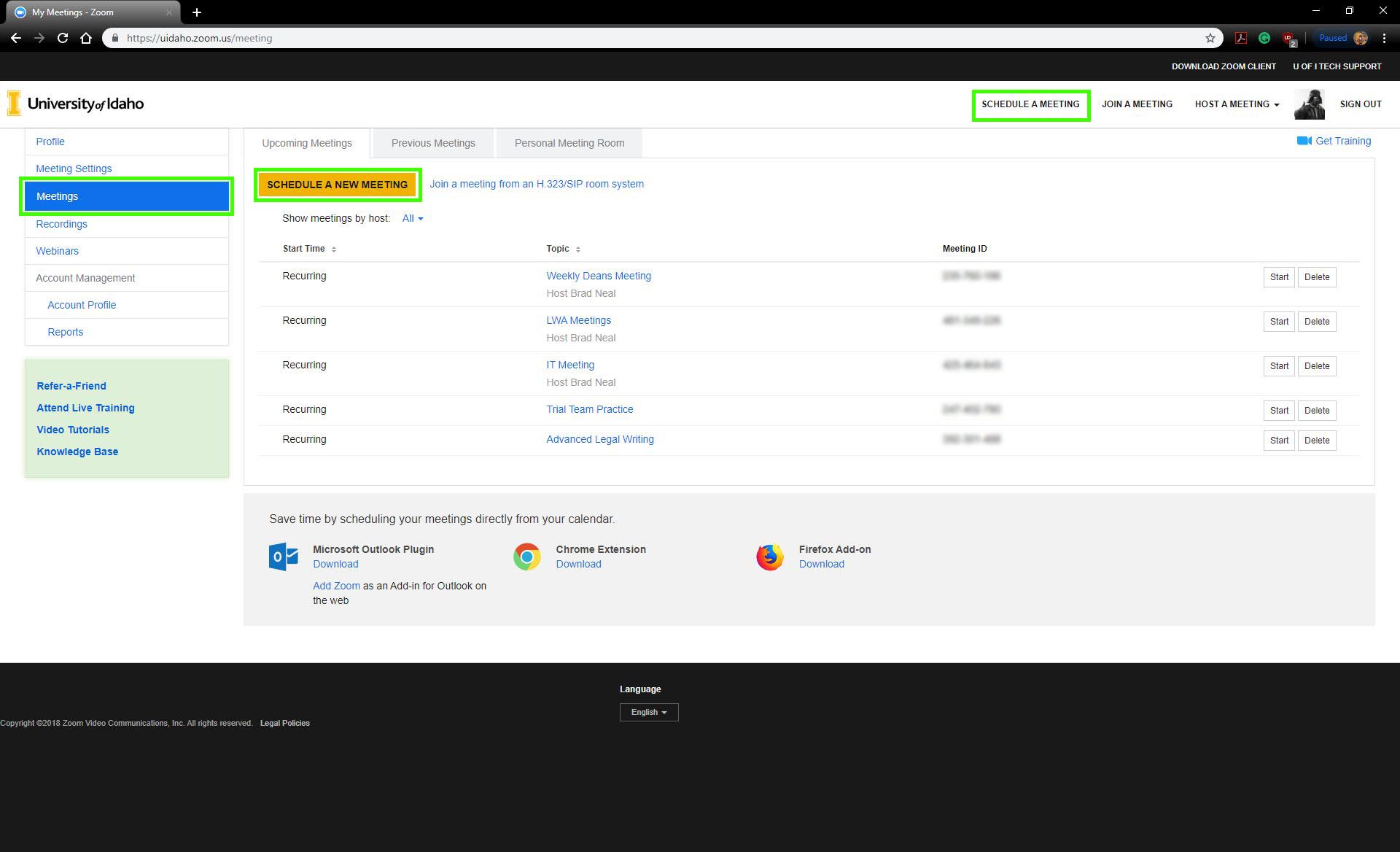zoom meetings screen shot