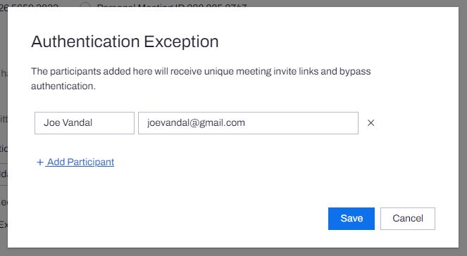 Zoom authentication exception step five and six screenshot