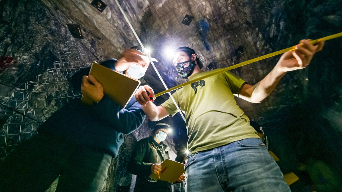 student working underground