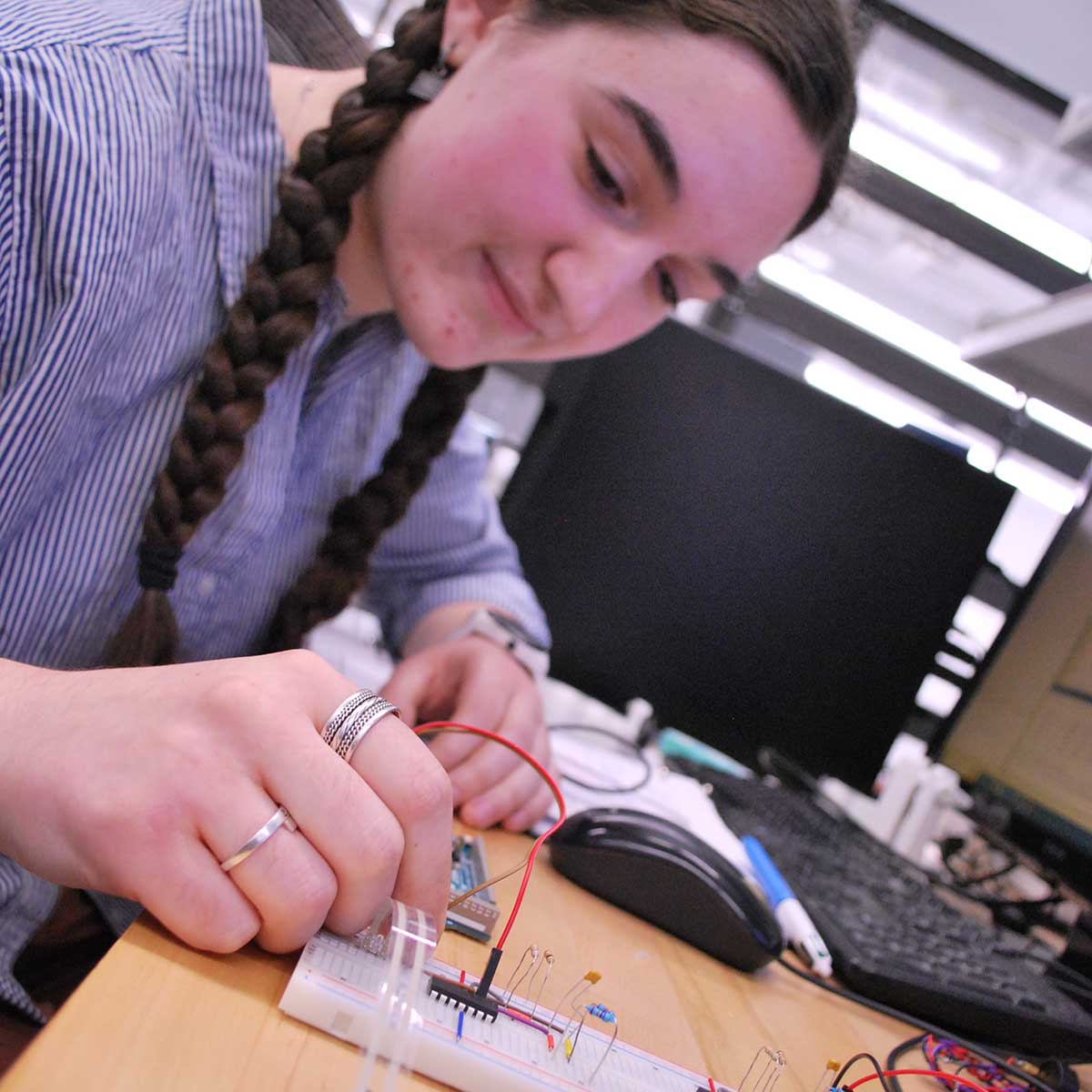 Student working on engineering project