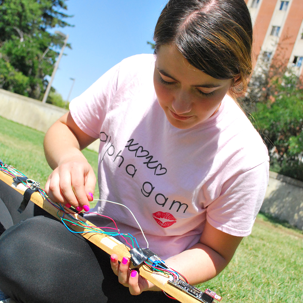Jennie Tafoya, student working on hardware