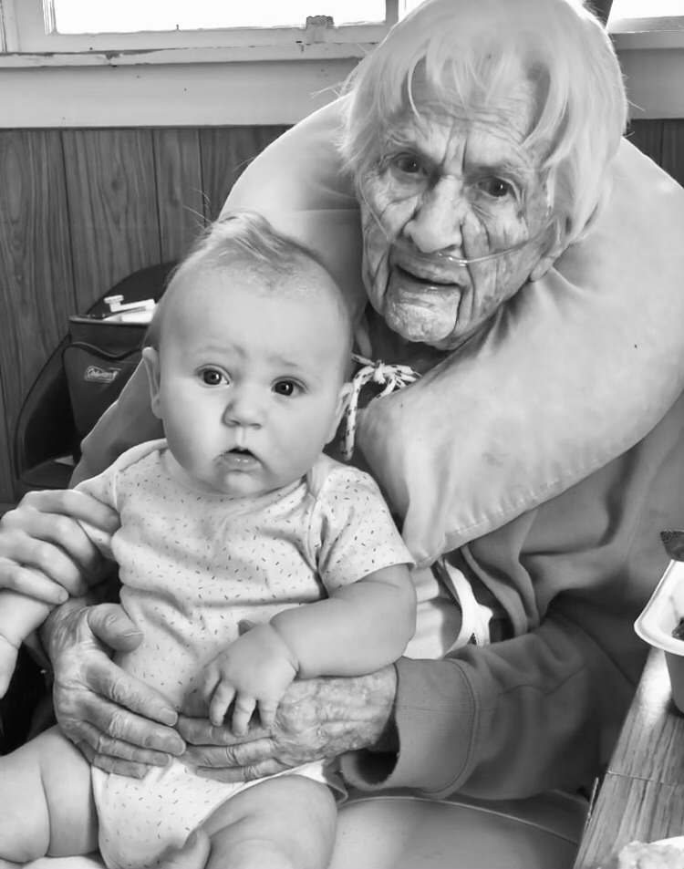 Juanita O’Reilly holds her great-grandson Johnny.