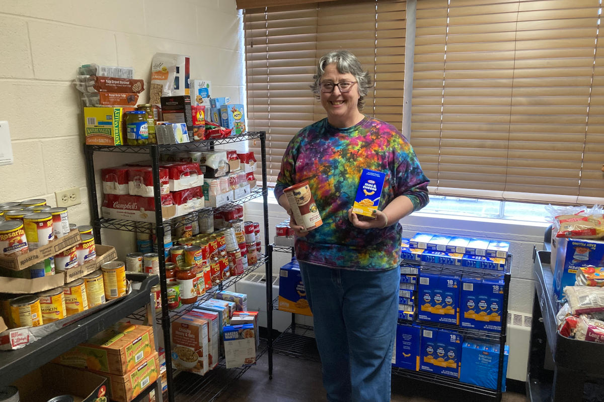 Sandra Kelly shows that the Vandal Food Pantry is filled with food for everyone.