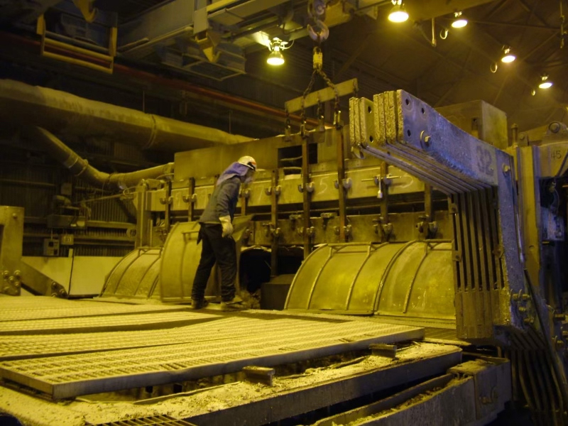 Zach Eddy in an aluminum smelter.